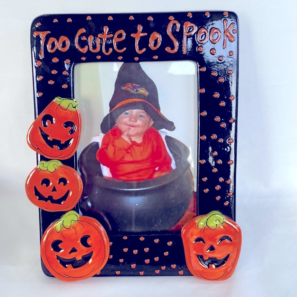 NIB Very Pretty Ceramic Halloween Pumpkin Photo Frame 4X6(15CM-10CM)